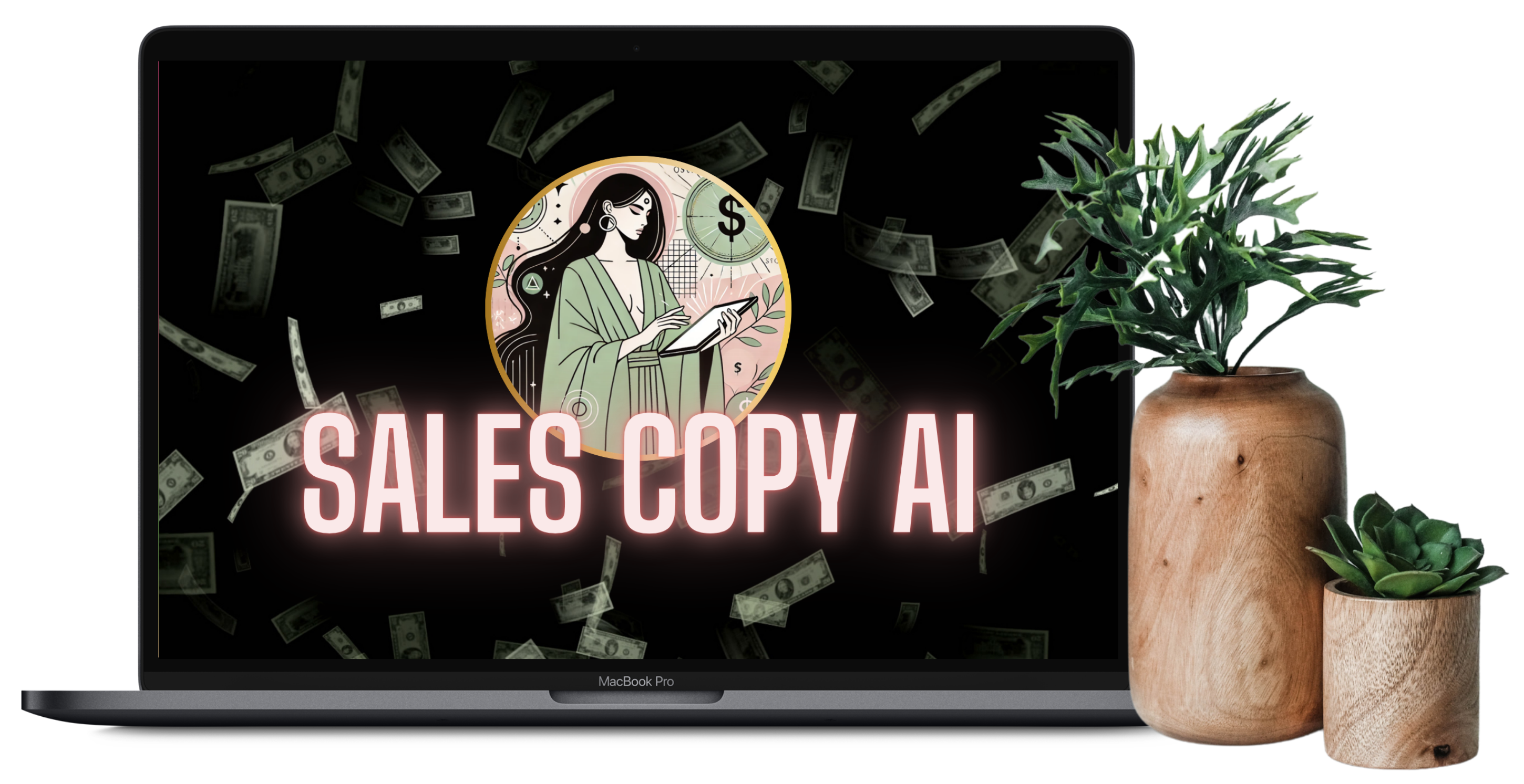 Sales Copy AI displayed on a laptop
